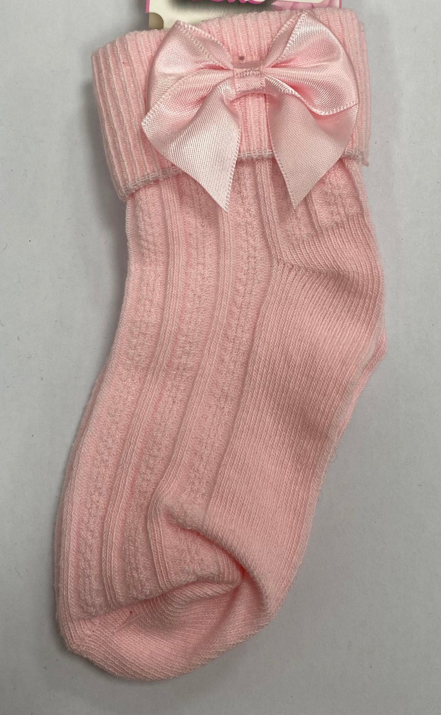 Girls Pink Socks W/ Satin Bow