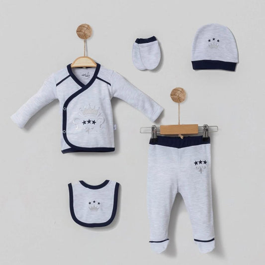 Boys 5 piece Crown Set LG002 - Grey w/ navy