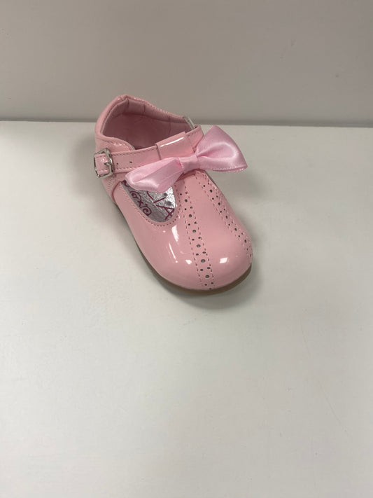 Girls Pink Bow Shoe W/ Buckle