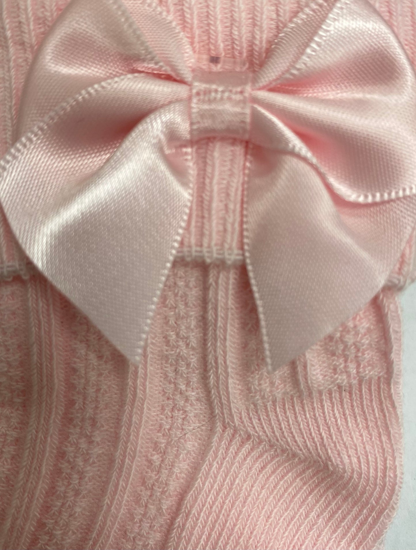 Girls Pink Socks W/ Satin Bow