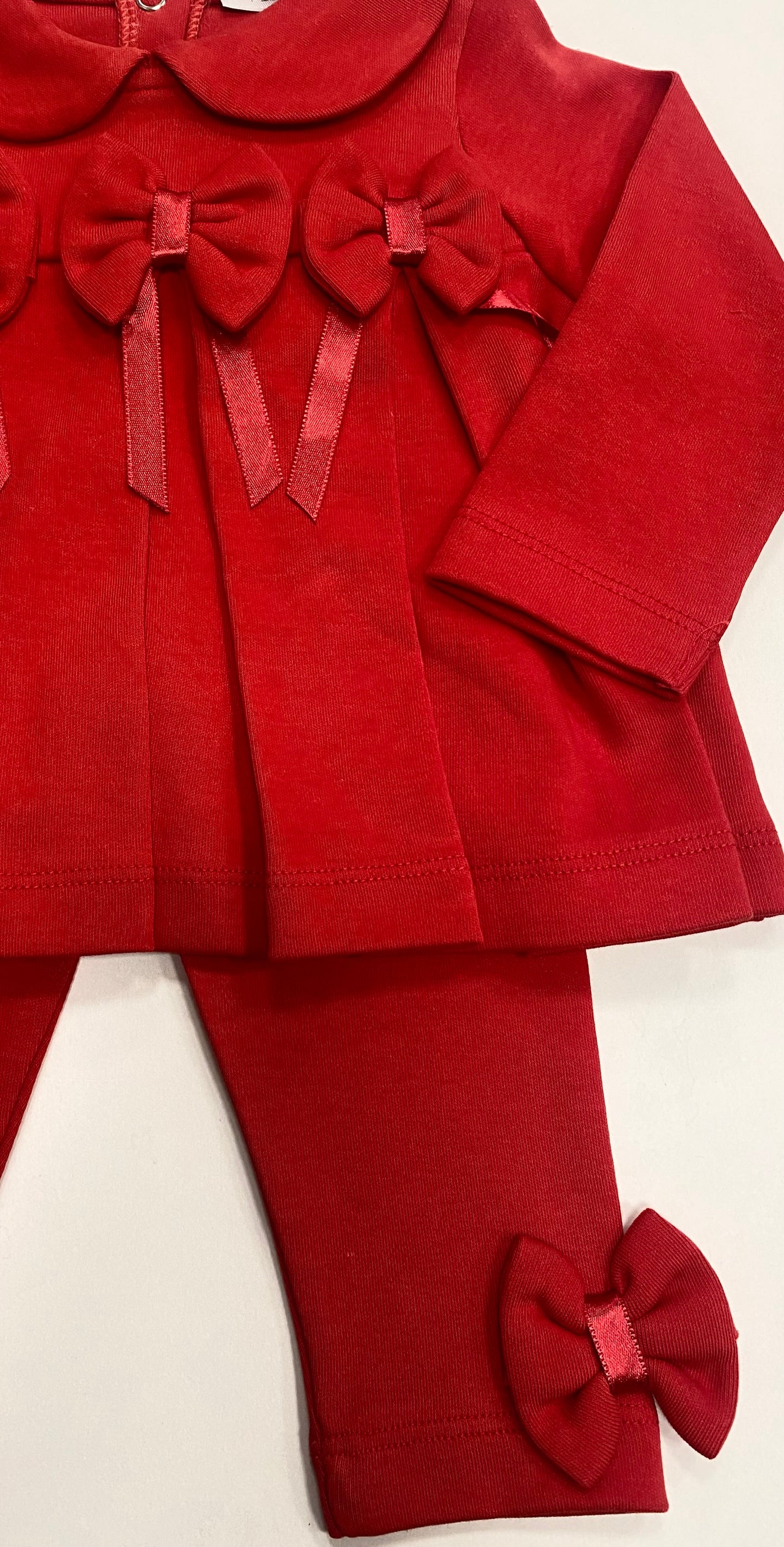 Girls Red Bow Dress & Leggings