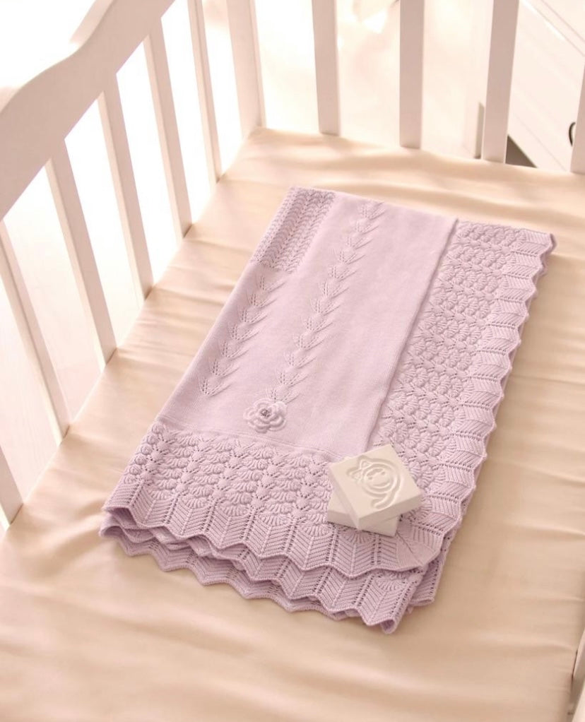 Cotton blanket w/ flower GLL9611500 - Lavender