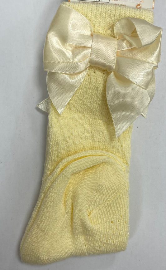 Girls Lemon Socks W/ Satin Bow