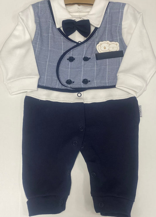 Boys Waistcoat Romper Blue