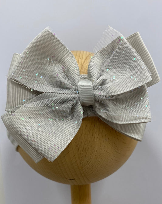 Girls Grey Bow Headband