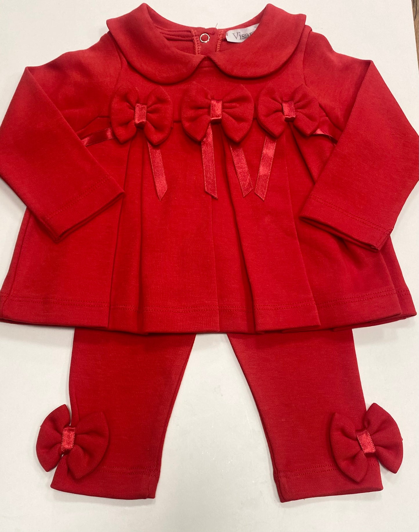 Girls Red Bow Dress & Leggings