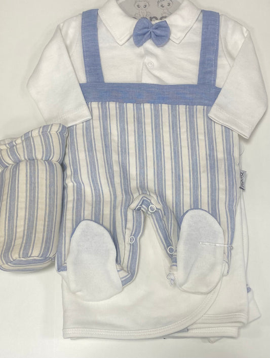 Boys Seven Piece Blue/White Striped Gift Set