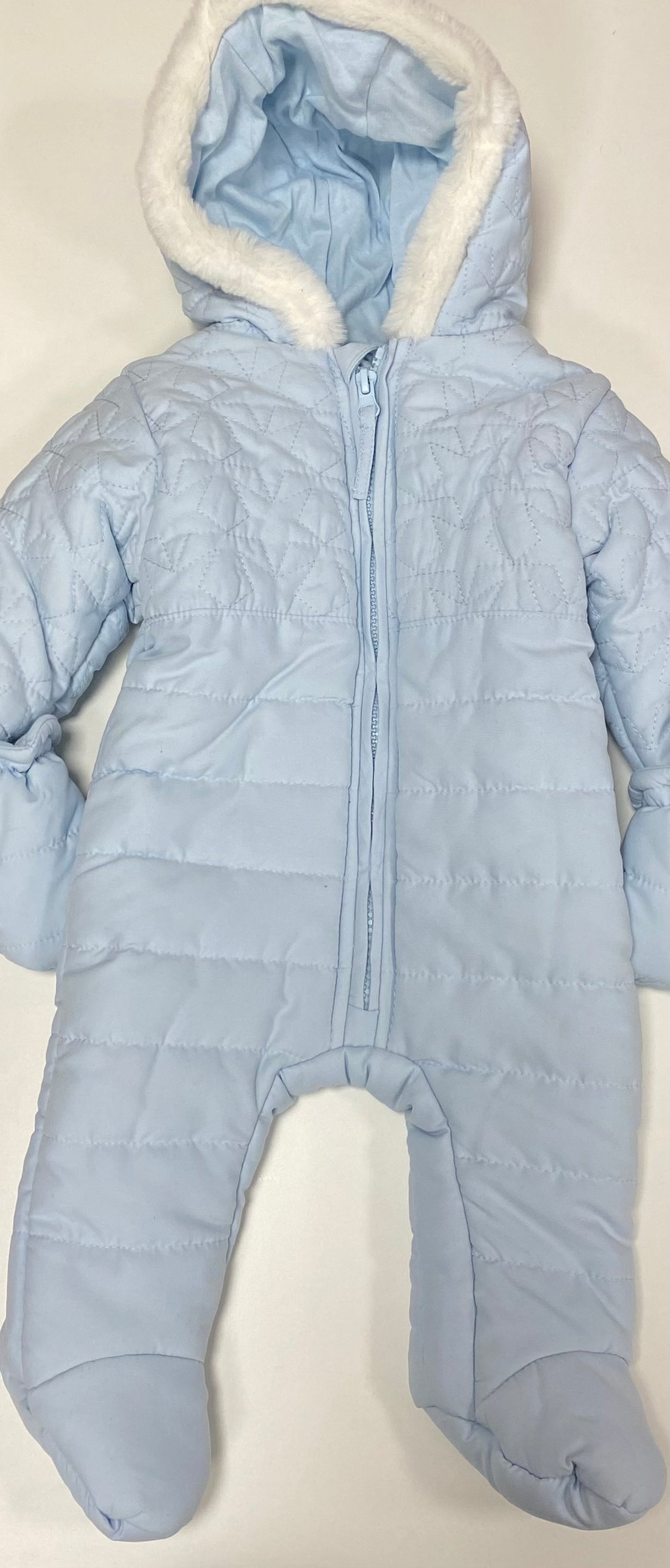 Boys Blue Snowsuit Fur Collar