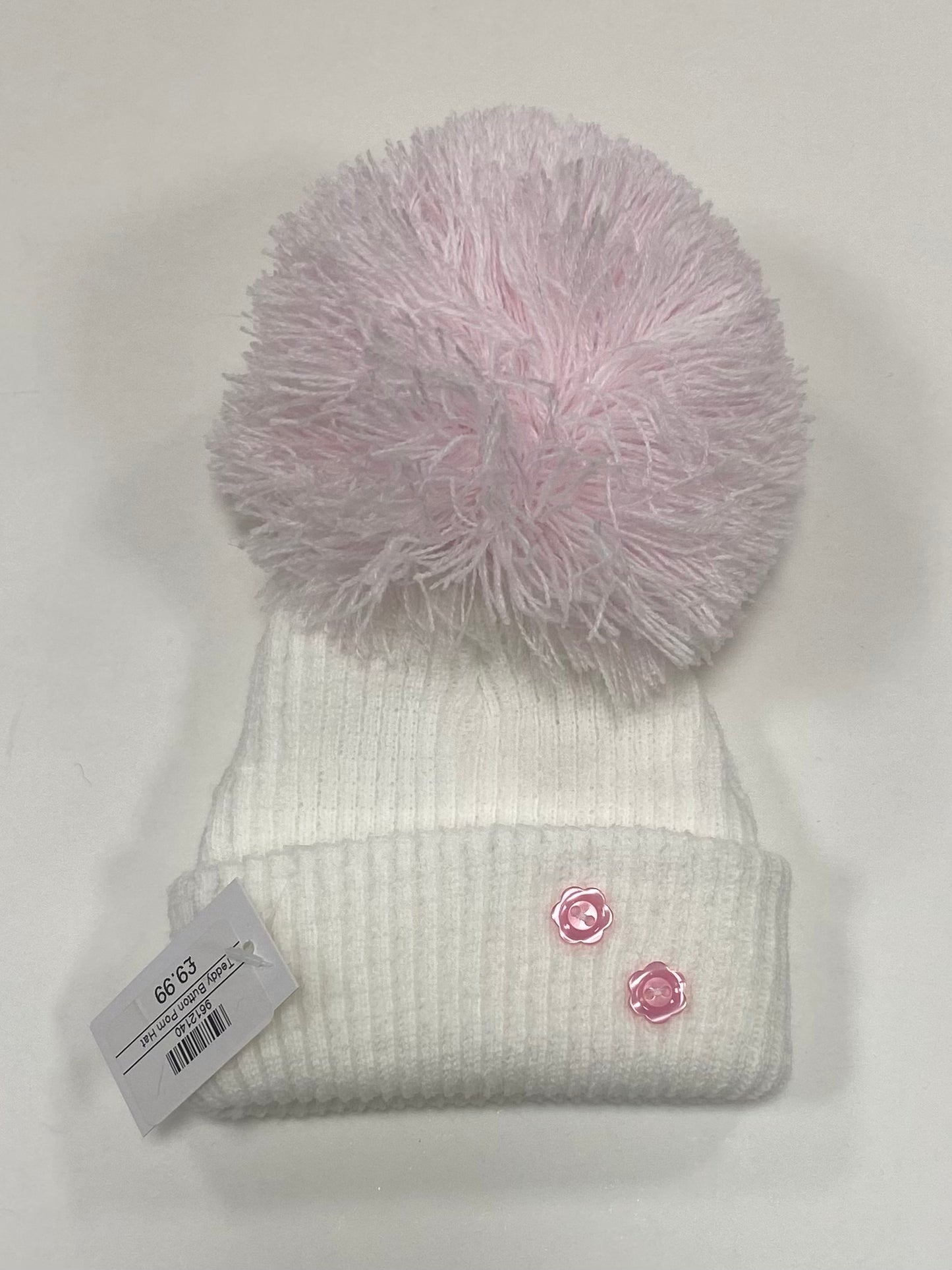 Pink Rose Charm Pom Hat