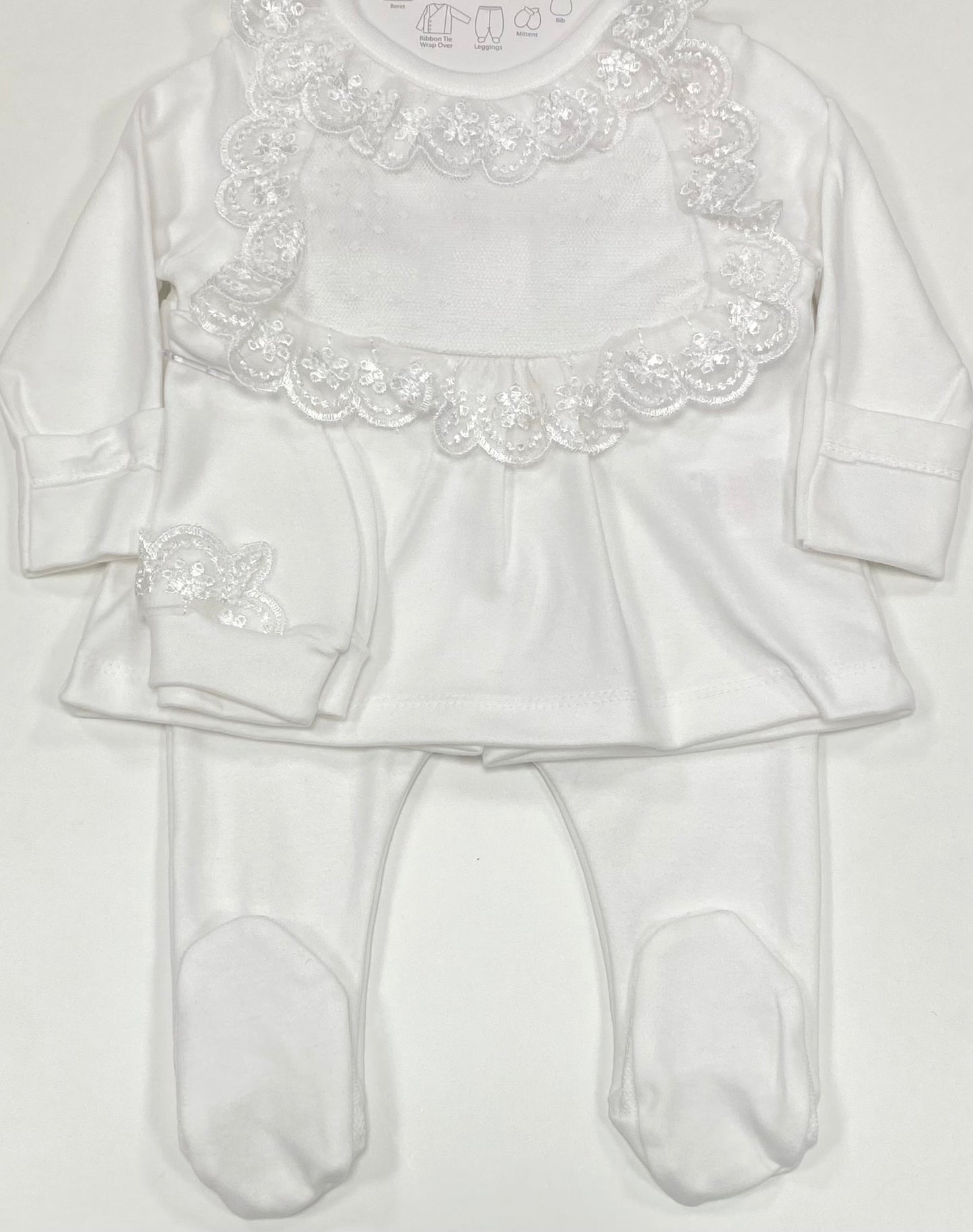 Girls White Frill 5 Piece Set