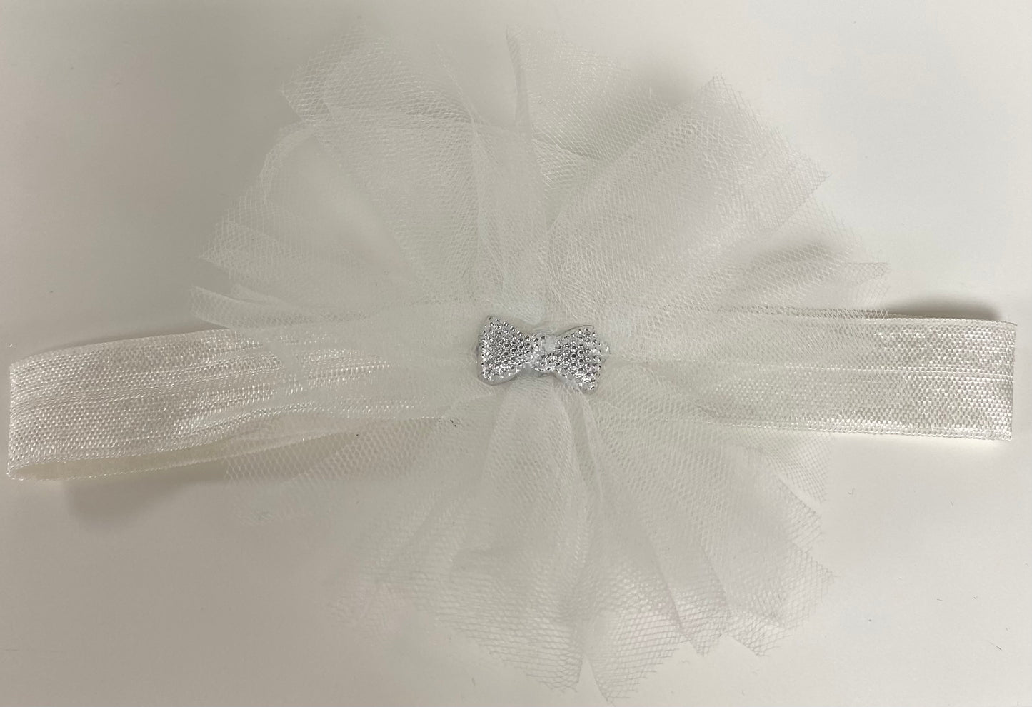 Girls White Headband W/ Diamonte Bow