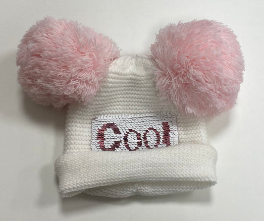 Girls Pom Pom “Cool” Hat
