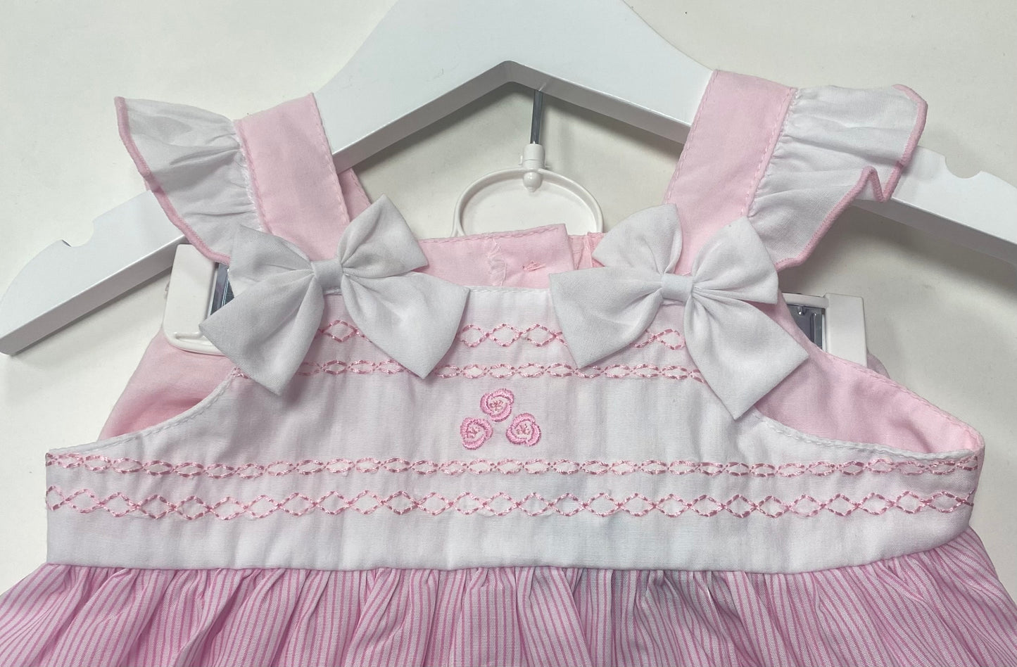 Girls Frill Dress W Bows 3 Piece Set