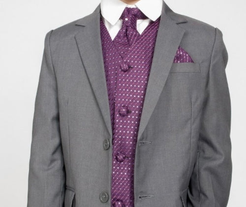 Grey Diamond Suit 5 Piece Set