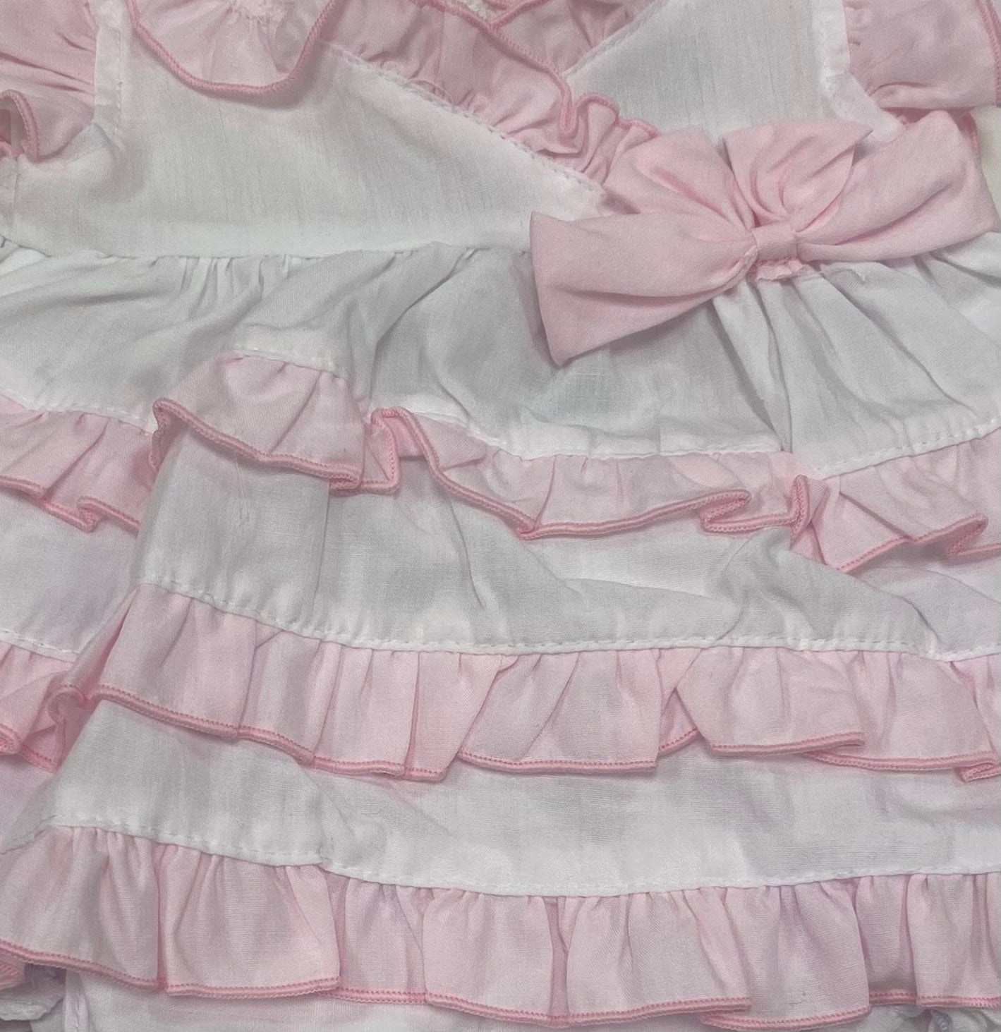 Girls Prem White/Pink Frill 2 Piece