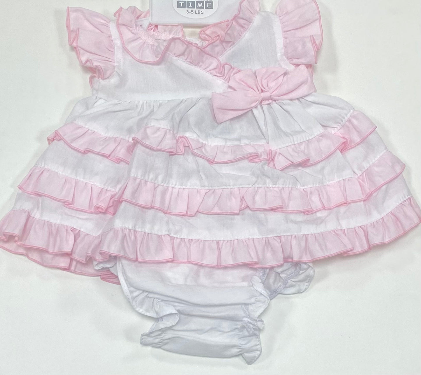 Girls Prem White/Pink Frill 2 Piece